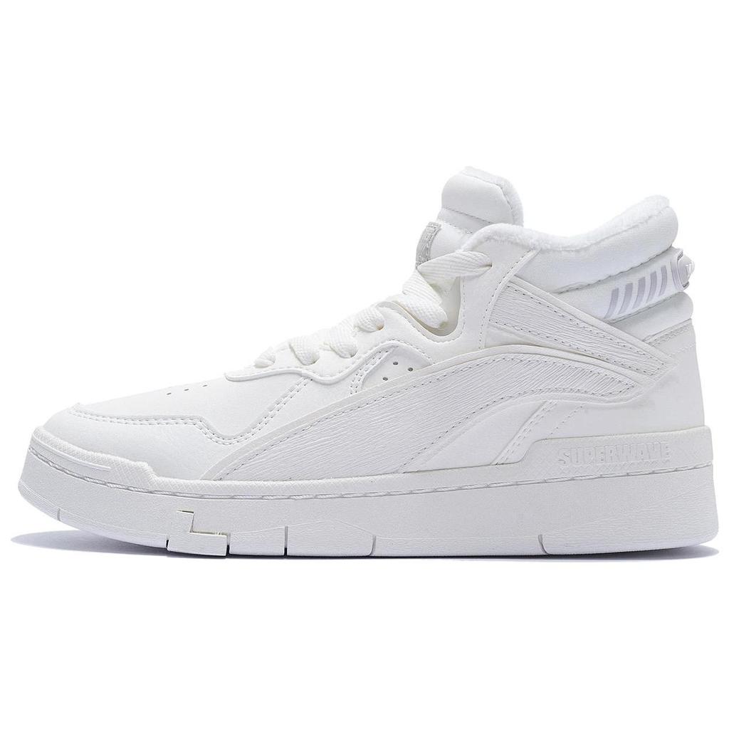 Li Ning We Wo Mid Wear Resistant Non Slip Warm High Top Skate Shoes Women Skate Shoes White AGCS324-1