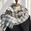 Scarf Women's Winter Ins Girl Japanese Long Style Versatile Thickened Student Plaid Scarf Shawl Dual Use Thickened Style