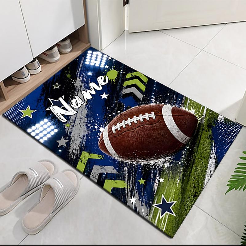Custom Name American football Printed Carpet, for Office Chair Living Room Bedroom Kitchen Room Decor Gifts.