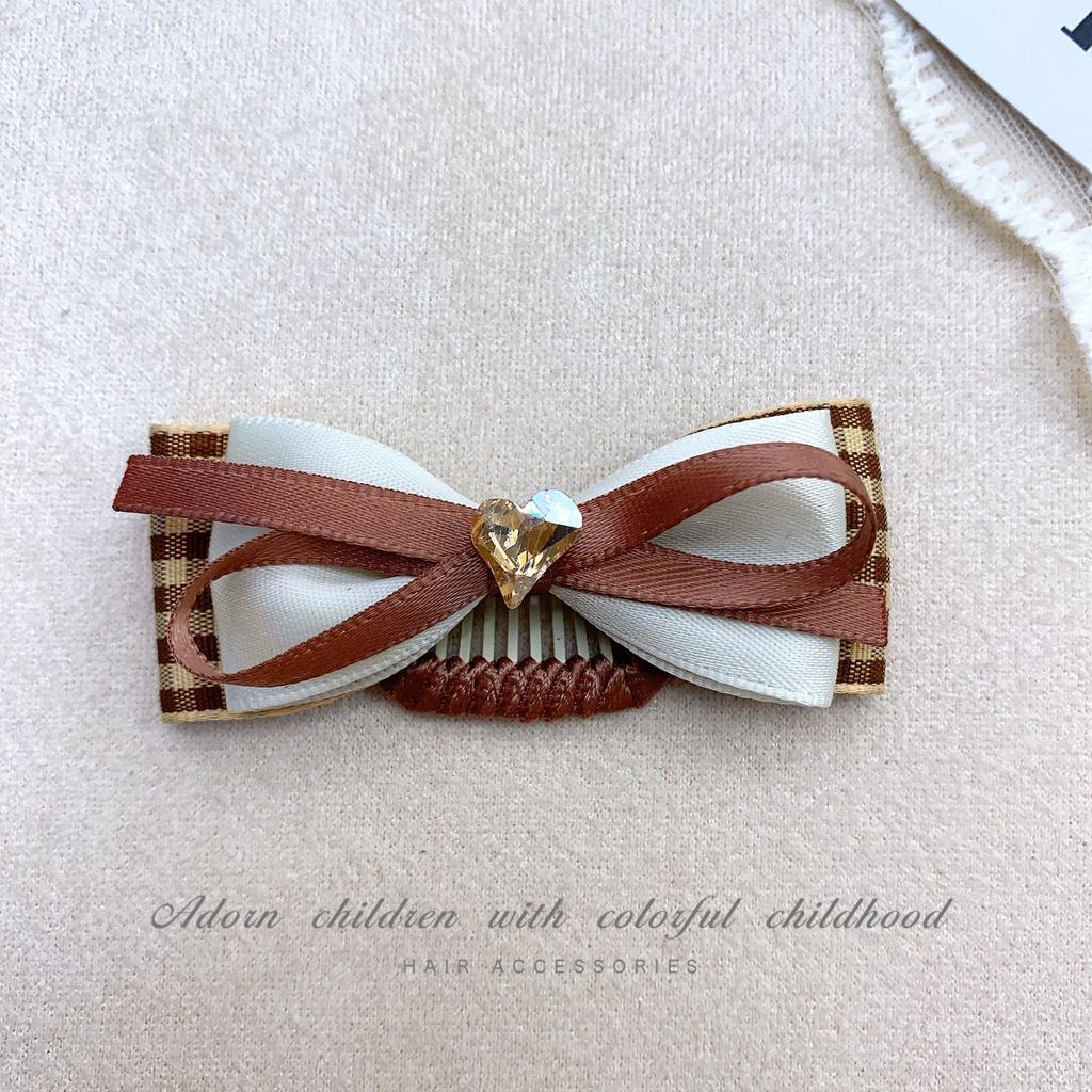 Pet Checkered Dog Hair Clip Coffee BB Clip Hair Accessory Pet Headpiece Yorkshire Diamond Pearl Headpiece Puppy Accessories