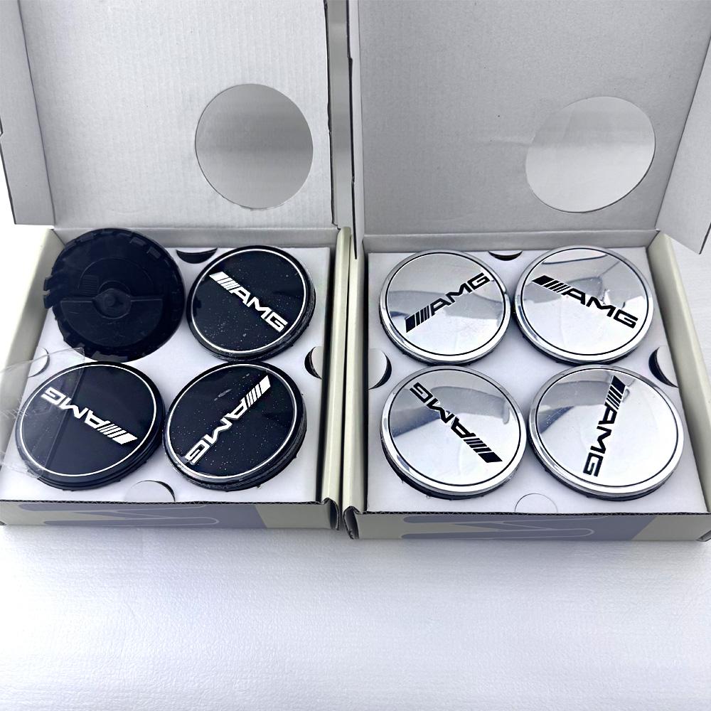 4pcs 75mm Floating car Wheel Center Caps emblem for Mercedes Benz AMG black/silver hub cover wheel parts auto accessories XF6