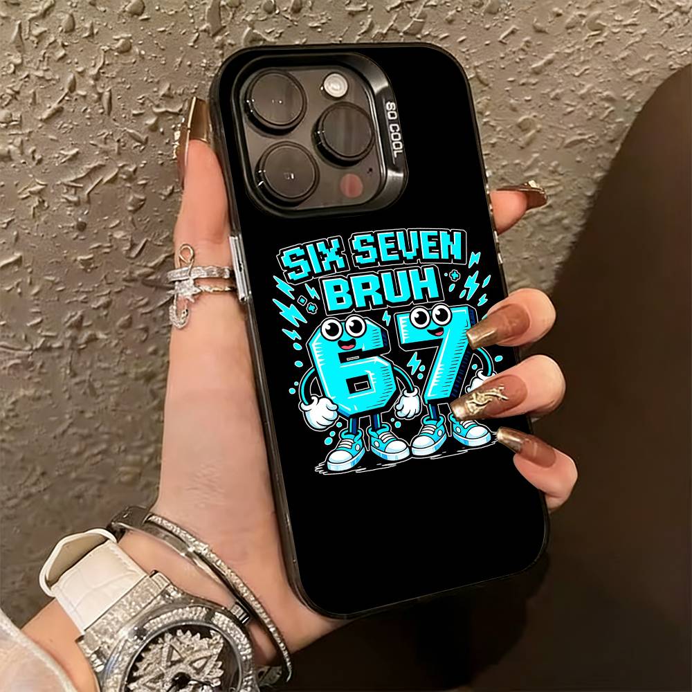 Six Seven 6 7 Phone Case For iPhone 17,16,15,14,13,12,11 Plus,Pro Max,XS,Colored Silver Plated Inside Cover