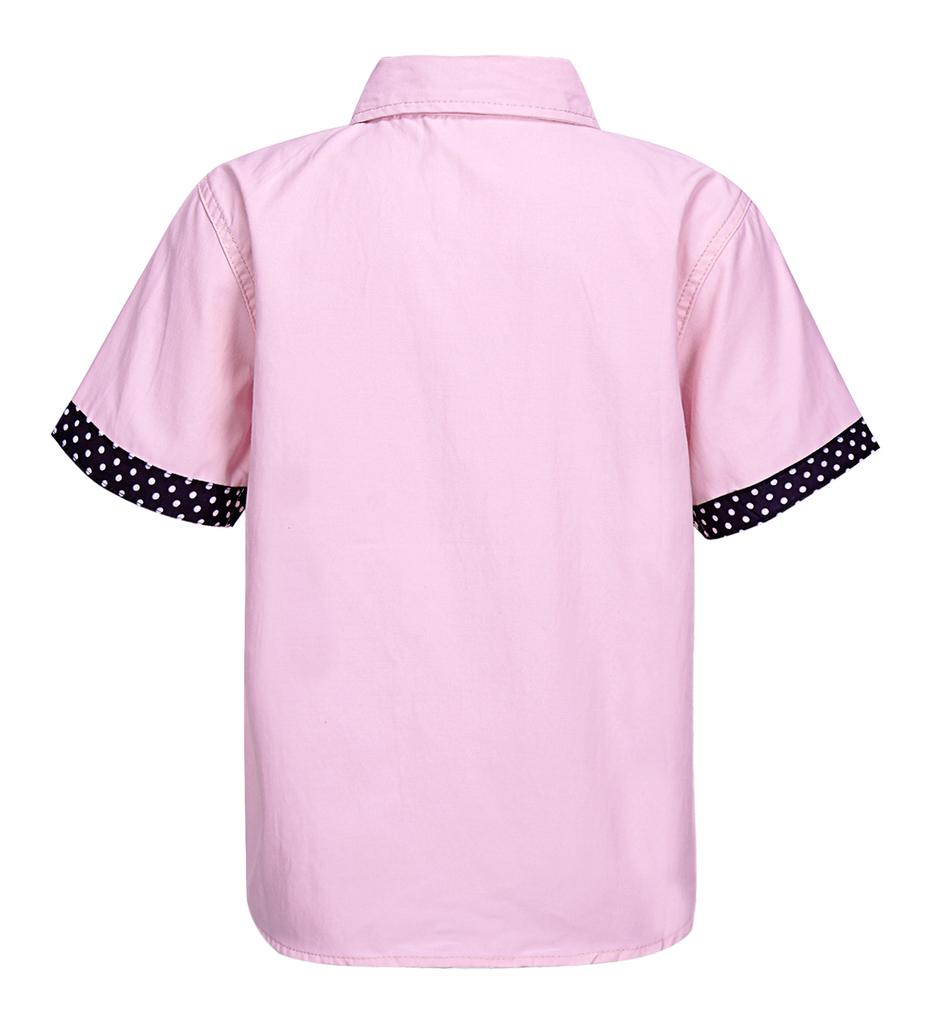 Kids Boys Casual Top Short Sleeve Turndown Collar Button Front Polka Dot Print Stylish T Shirt