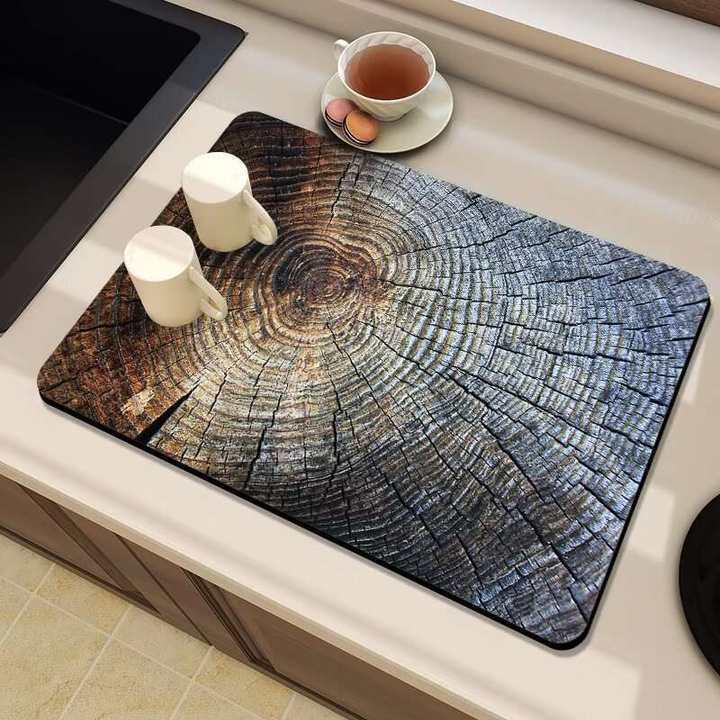 Nordic Style Wooden Pattern Kitchen Countertop Absorbent & Drying Pad