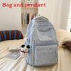 Star Simple Pattern Student Backpack With Plush Pendant For Casual Daily
