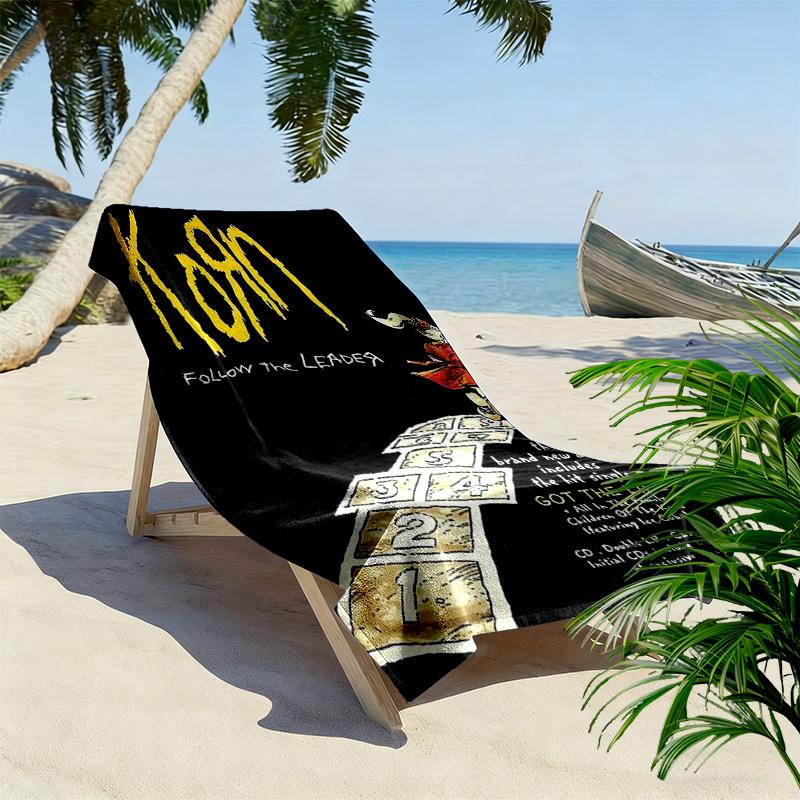 Korn 2D Flat Print Beach Towel, Large Soft Quick Dry Towel for Beach Camping SwimmingSSTJ0917101