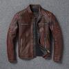 Vintage Cowhide Coat.Men Slim Fit Biker Real Leather Jacket.Men Classic Rider Leather Cloth