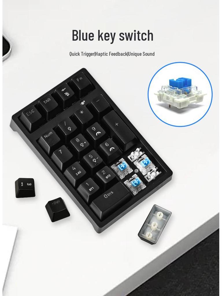 K18 Bluetooth Механическая клавиатура: Трехрежимная мини-внешняя цифровая USB-клавиатура для финансов и бухгалтерии