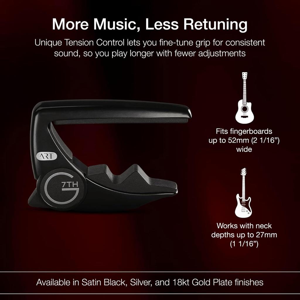 G7TH PERFORMANCE 3 ART CAPO Capo for Black [Officially Imported] 6-String Acoustic/Electric Guitars, (6-STR BLACK)