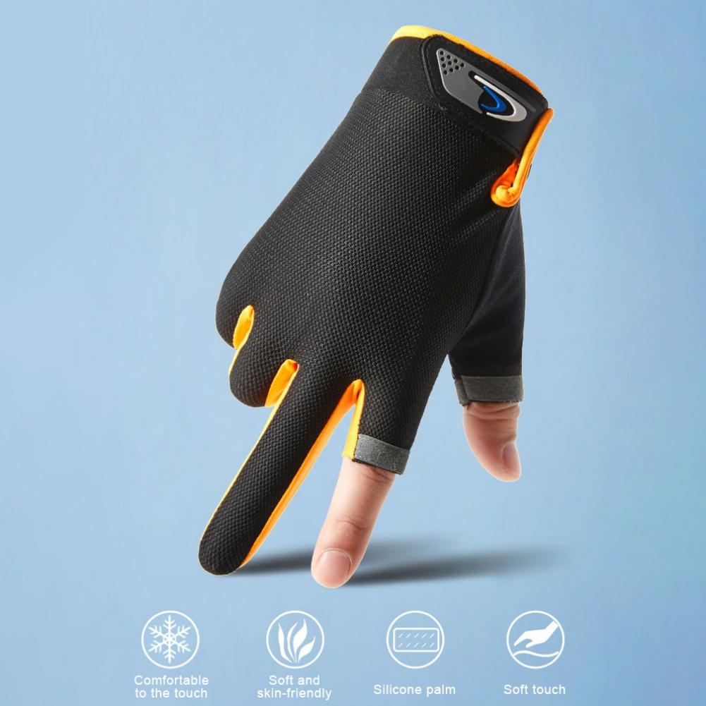 Перчатки для рыбалки с двумя пальцами, велосипедные спортивные перчатки с сенсорным экраном для пеших прогулок, вождения, гребли, износостойкие дышащие перчатки для рыбалки