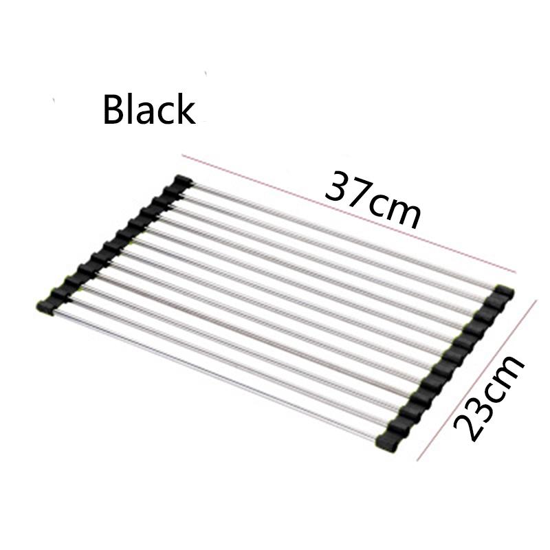 1 Pc Kitchen Sink Rack Stainless Steel Foldable Dish Cutlery Drying Holder Fruits Cup Dish Tool KTY