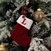 Haobei Red Knitted Christmas Stocking Ornament with Embroidered Lettering
