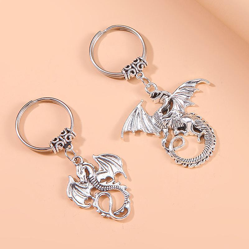 Брелок из сплава, винтажные подвески с драконом, брелок для ключей, ретро ювелирная сумка, подвески