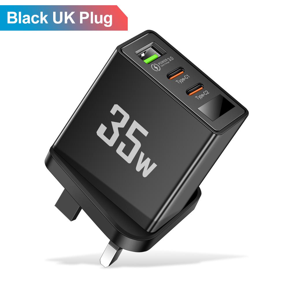 3.5A Smart USB + 2PD Digital Display Travel Charger for Mobile Phones