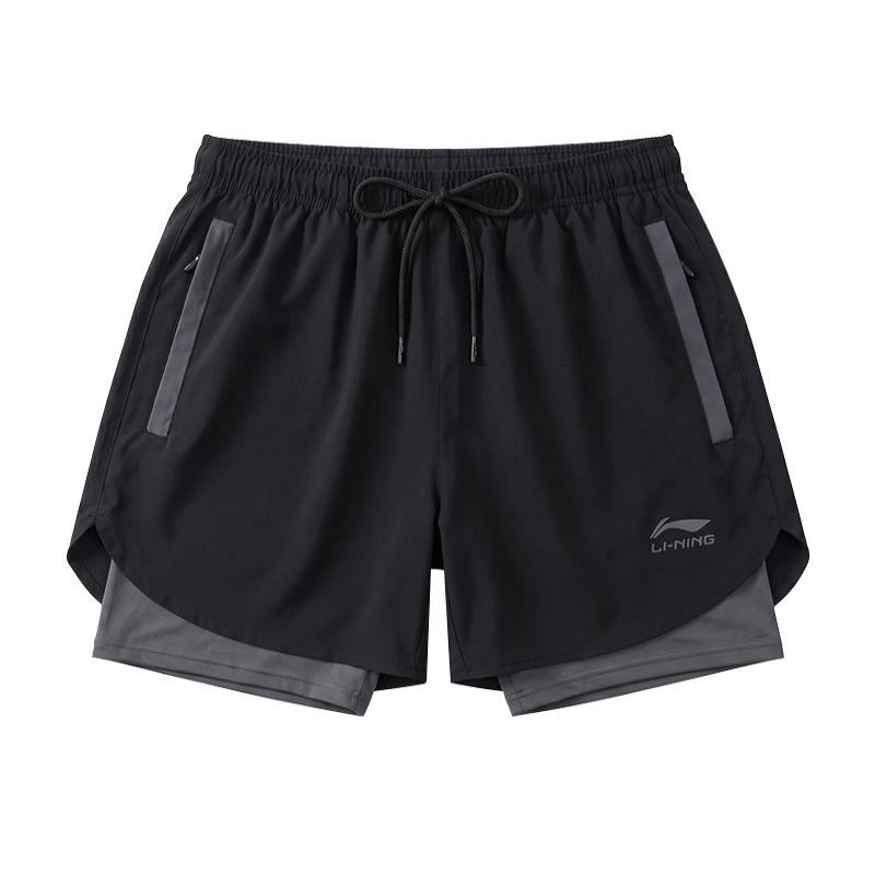 Li-Ning Крутые и удобные универсальные спортивные повседневные боксеры LSKU810-1 с двойным слоем, быстросохнущие, дышащие, для велоспорта, бега, баскетбола