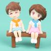 Sweety Lover Couple Chair Figurines Miniatures Fairy Garden Home Decor Desk Garden Decorative Craft Resin Craft Scene Decoration