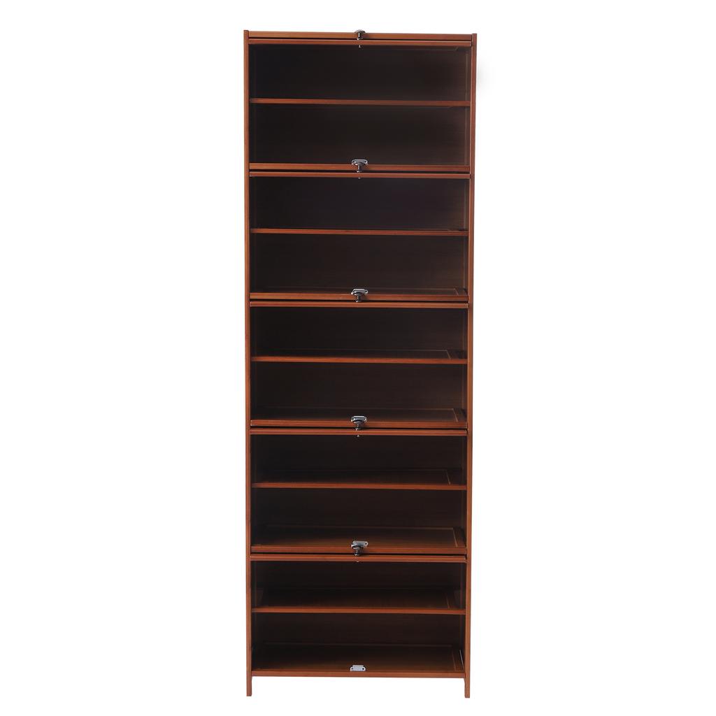 11-Tier Bamboo Shoe Cabinet Storage Organizer, Fully Enclosed Door Entryway Rack with Ventilation, for Living Room Bedroom