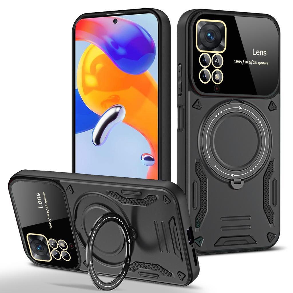 Armor Stand Holder Glass Lens Protection Cover For Redmi Note 11 11S Magsafe Wireless Charge Magnetic Cover For Redmi Note11 Pro