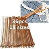 36PCS 18 Size Carbonized Bamboo Crochet Single Pointed Knitting Needles Sweater Needle with A Full Set of Beads