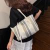 Large Capacity Women's New Simple Vertical Stripes Casual Fashion Portable Shoulder Tote Bag Women