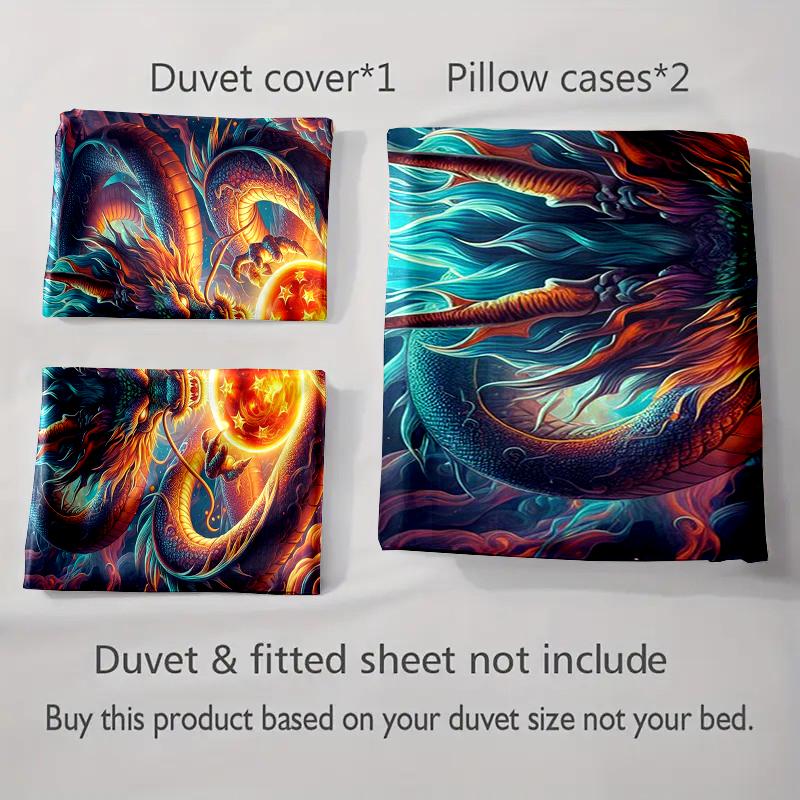 Fiery dragon motif. Bedding Duvet cover sets Duvet covers Pillowcases gifts (1 * Duvet Cover 2 * Pillowcases, without duvet insert)