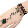 Women Vintage Lace Flower Hand Harness Bracelet Slave Chain Link Finger Ring