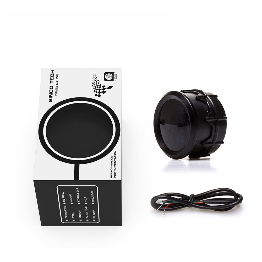 Digital Gauge, 52mm: RPM, Boost Pressure, Coolant Temperature, Oil Temperature, Oil Pressure, Air-Fuel Ratio, Voltage, 12V