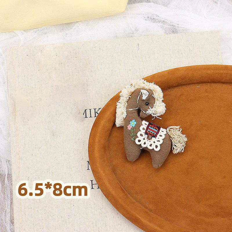 Милая тканевая розовая клетчатая брошь-аксессуар с мультяшным пони, вышитая мягкая игрушка-животное для аксессуаров для одежды