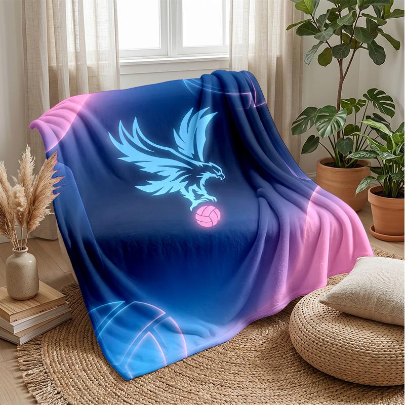 Crystal Palace Football Print Flannel Blanket, Soft Warm Lightweight Throw Blanket for Sofa Bed Camping