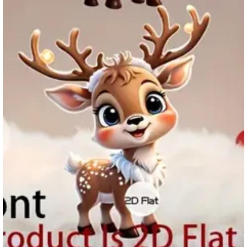 Cute Elk Baby with Christmas Lights Acrylic 2D Flat Pendant Christmas Tree Decoration Pendant Car Rearview Mirror Pendant Holiday Decoration Pendant