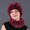 Rex Rabbit Rose Hat and Flower Scarf Set Specializing In the Production of Rex Rabbit Scarf Hat Two-piece Adult Hat