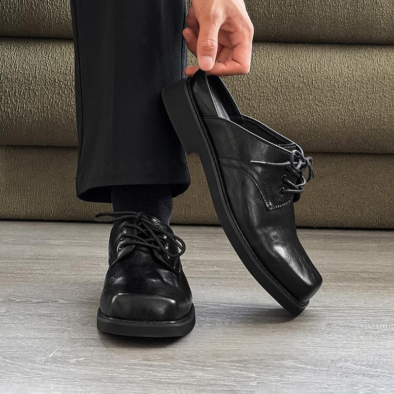 Trendy Men's Leather Shoes Luxury Brand Designer Quality Style Casual Party Breathable and Comfortable Black Shoes Thick Soled