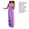 Lady Jumpsuit Collarless Spaghetti Strap Backless Sleeveless Loose Wide Leg Full Length Overalls Casual Daily Wear Outfit