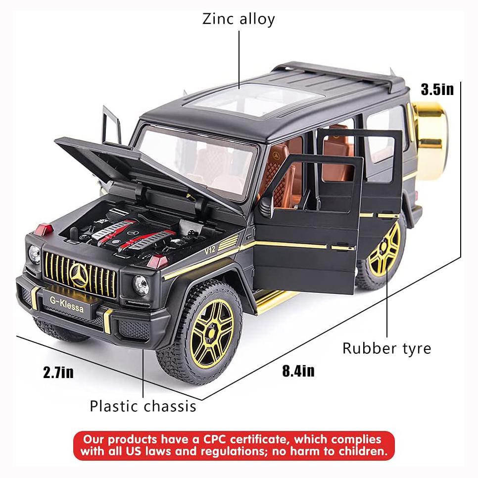 1/24 масштаб Benz G63 AMG модель автомобиля, игрушечный автомобиль из цинкового сплава со звуком и светом для детей, подарок для мальчиков и девочек