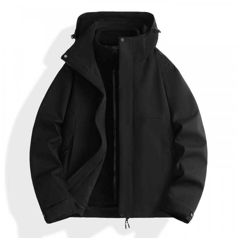 3-in-1 Waterproof Windproof Outdoor Jacket Men Women Winter Thick Fleece Lined Detachable Hooded Raincoat