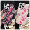 Розовый Чехол Для Телефона С Ручным Рисунком Сердца Для iPhone 17 16 16e 15 14 13 12 Pro Max 11 Plus Ударопрочный С Рисунком Личи Funda