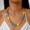 Bohemian Style Acrylic Shaped Bead Necklace Beach Style Round Bead Bamboo Knot Mixed Necklace Candy Color Blocked Necklace