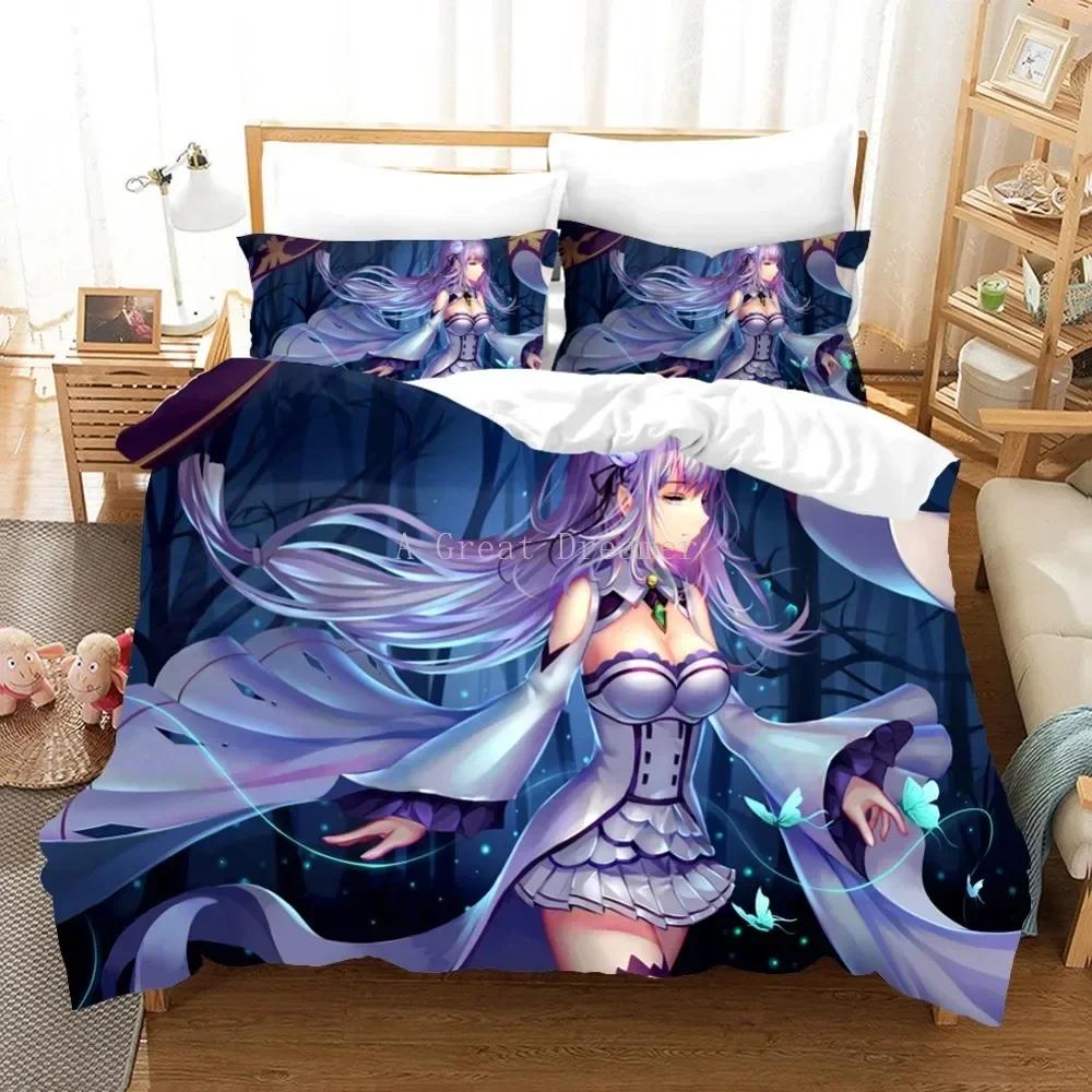 3D Печать RE Zero Рем Рам Аниме Комплект Постельного Белья Пододеяльники Наволочки Одеяло Комплекты Постельного Белья Постельное Белье