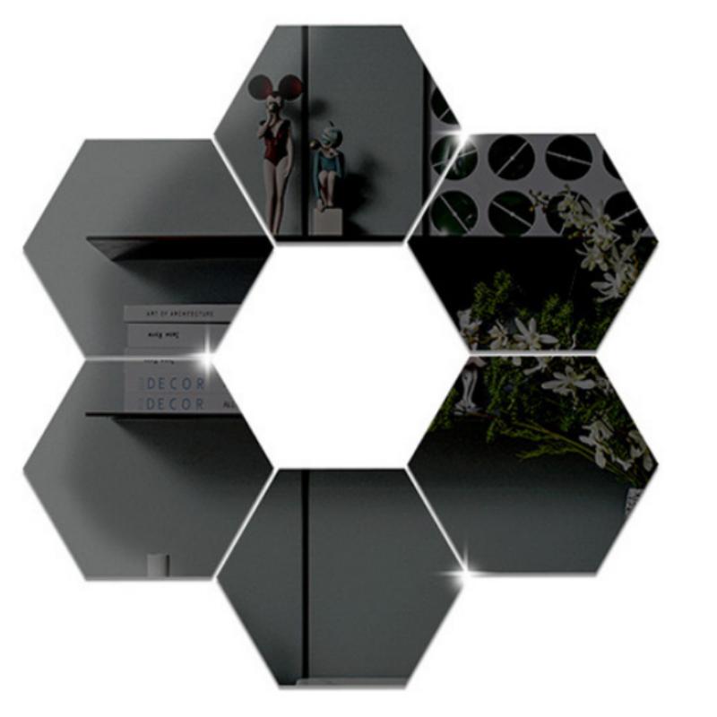 12pcs *10*8.5*5cm Acrylic Decorative Wall Decals Hexagon Mirror Wall Stickers for Home Decoration Room Decor