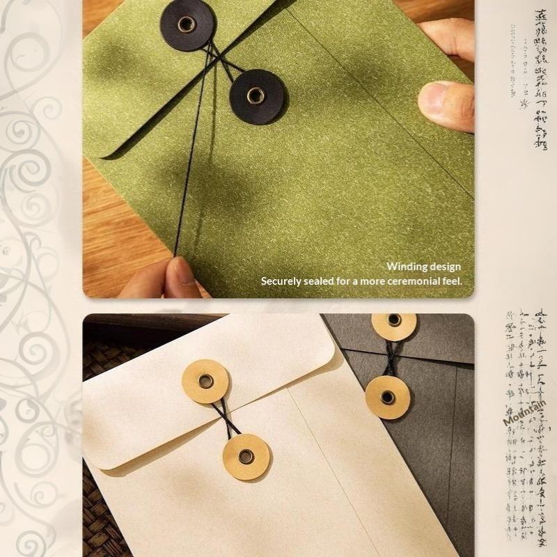 A5 Vintage Kraft Paper Envelopes String Tie Closure for Bachelorette Party Invitation Card Small Gift Enclosure