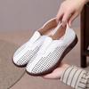 New Summer Hollow Breathable Women's Toe-layer Cowhide Granny Shoes Casual Versatile Soft-soled Nurse Shoes