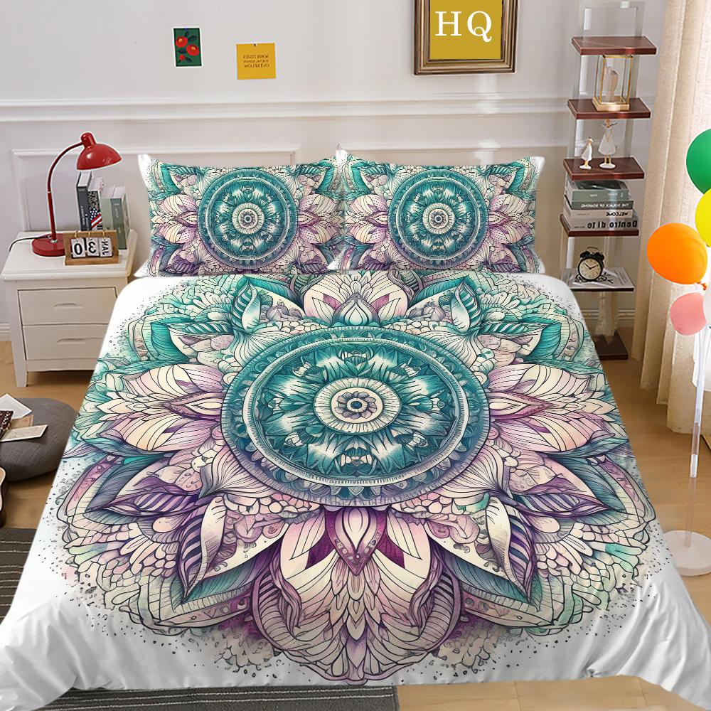Модный комплект пододеяльников, элитный дизайн, украшение для спальни, наволочка с 3D принтом мандалы, домашнее постельное белье размера Twin King Size