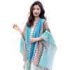 Шаль в стиле бохо с бахромой в этническом стиле пэчворк цветной женский шарф осень зима праздник