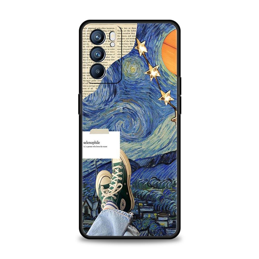 Чехол для телефона «Звездная ночь» в стиле Ван Гога для Oppo Reno8 Reno7 Reno6 Pro A54 5G Find X6 X5 A53 A52 A9 A15 A95 A17 A16 A74 A57 A31