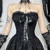 AltGoth Элегантное готическое платье Fairycore для женщин, винтажное эстетическое темное панк-кружевное лоскутное платье с высокой талией, бандажное корсетное платье для женщин