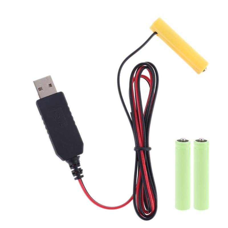Устранитель батареи USB-источник питания Кабель Замена 1,5 В батарейки AAA для радио, электрической игрушки, часов, светодиодной ленты, лампы, калькулятора