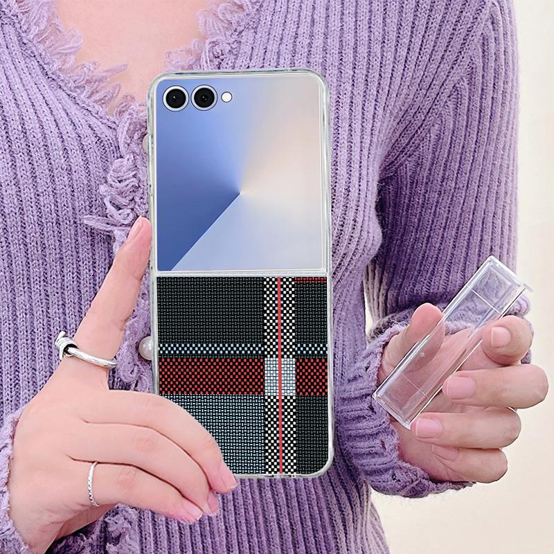 Печатный чехол для телефона с текстурой плетения для Samsung Galaxy Z Flip 7 FE 6 5 4 3 5G, складная прозрачная жесткая крышка из ПК для Samsung Z Flip7 Flip6