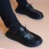 Весенне-осенние новые мужские повседневные кожаные туфли на платформе, модный тренд, британский стиль, на шнуровке, простые, с мягкой подошвой, удобные, универсальные туфли