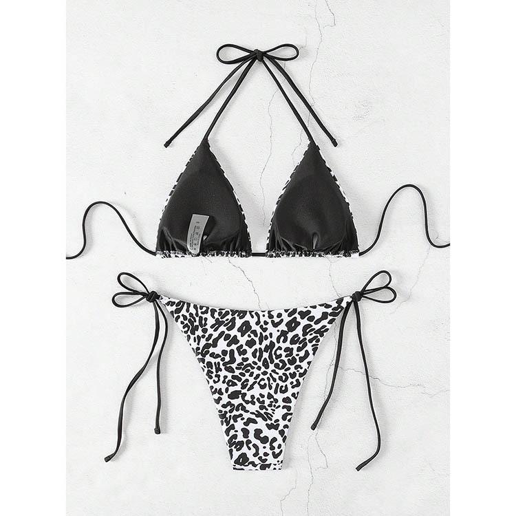 2025 Леопардовый принт Кружевное бикини на шнуровке - Новые европейские и американские купальники