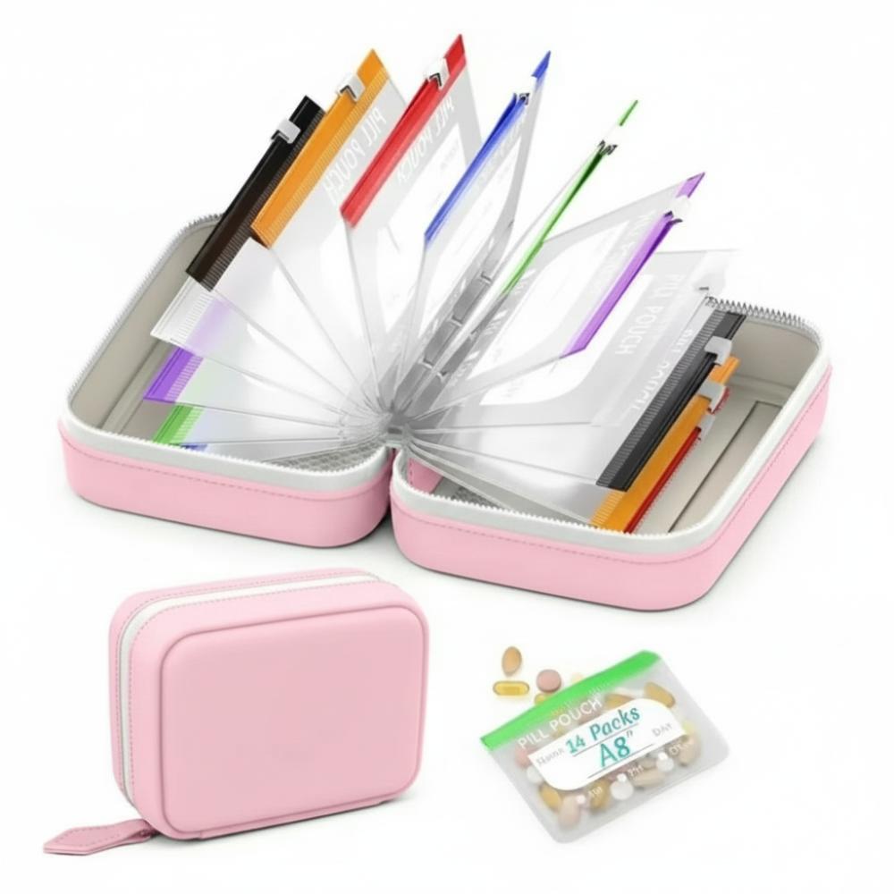 7/14PCS Waterproof Weekly Pill Organizer BPA-Free Medicine Pouch Set Travel Use